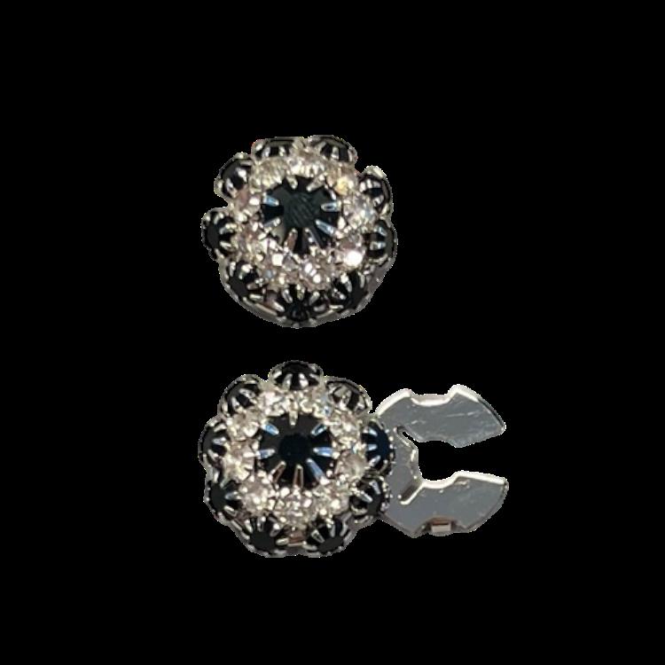 Lekker sort blomst. glassperler og sølv