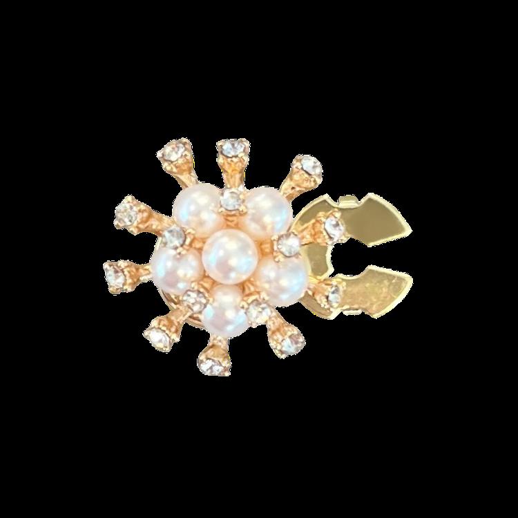 Stor rund knappepynt ,Hvite perler